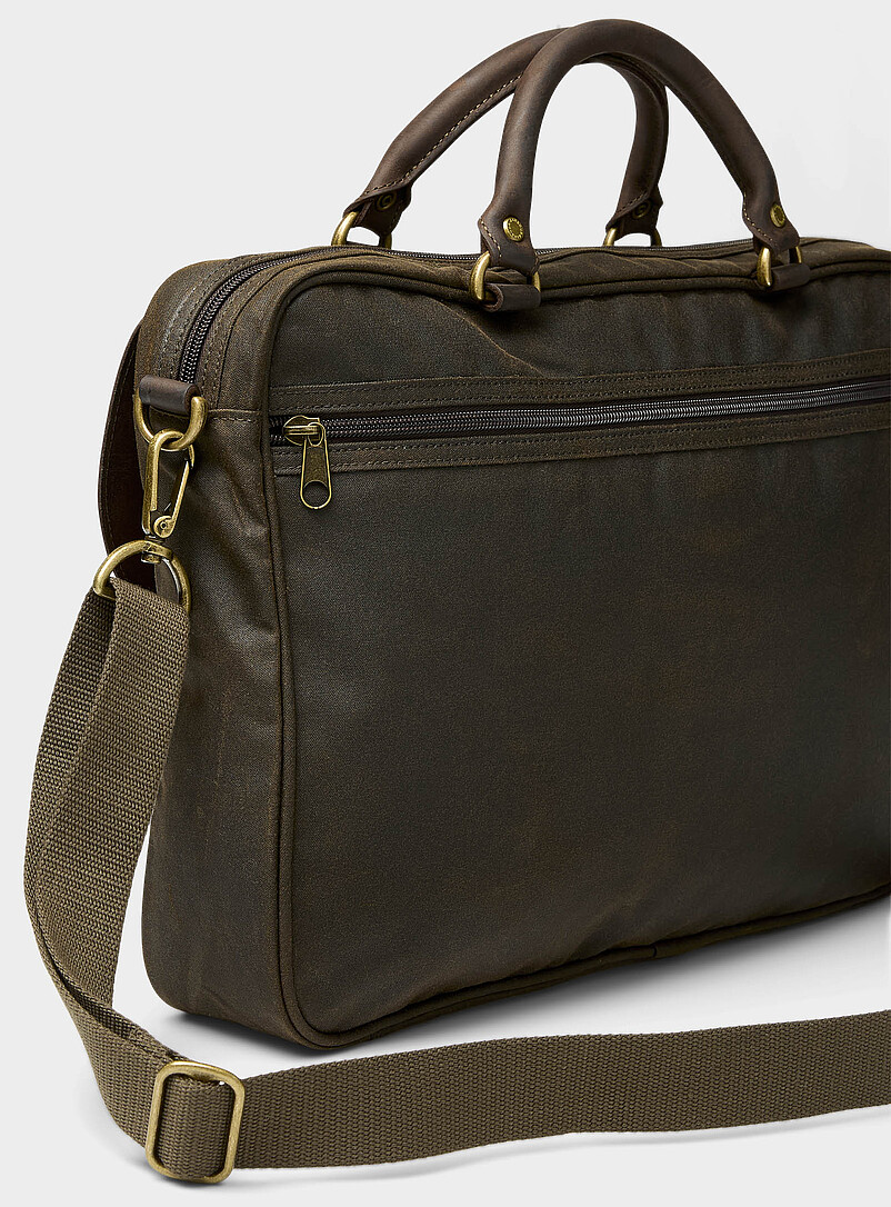 Heritage leather and waxed-cotton briefcase product image 2