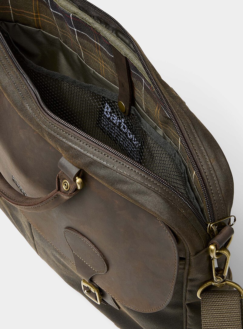 Heritage leather and waxed-cotton briefcase product image 3