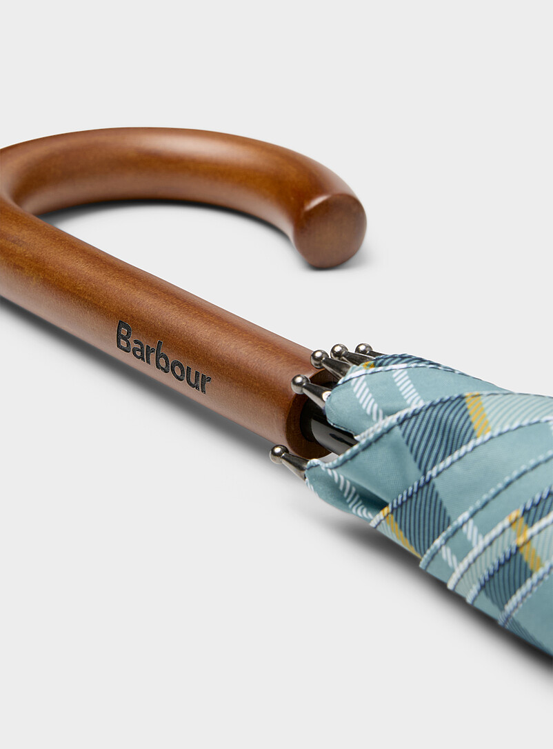 Wooden-handle tartan umbrella product image 3