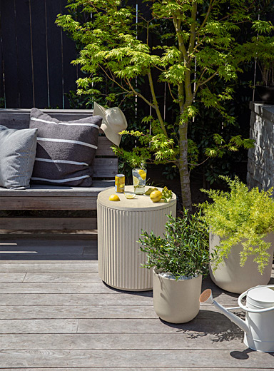 Veradek White Grooved side table cooler