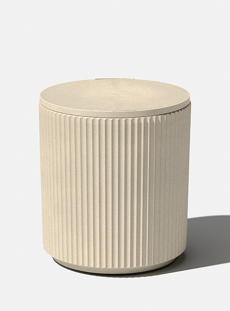 Veradek Ivory/Cream Beige Grooved side table cooler