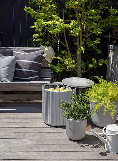 Veradek White Grooved side table cooler