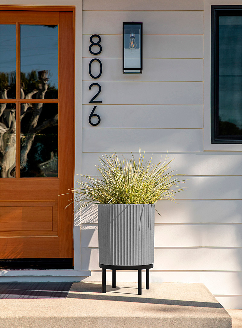 Black base grooved planter 14.75 in at the opening product image (primary)
