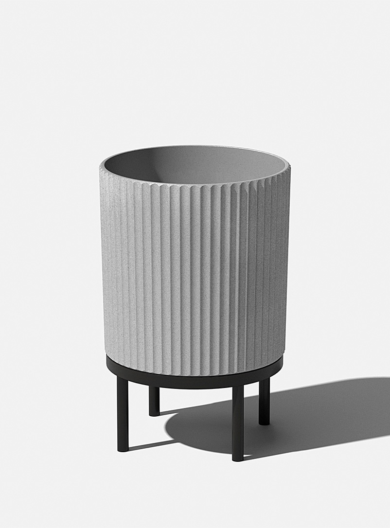 Black base grooved planter 14.75 in at the opening product image 2