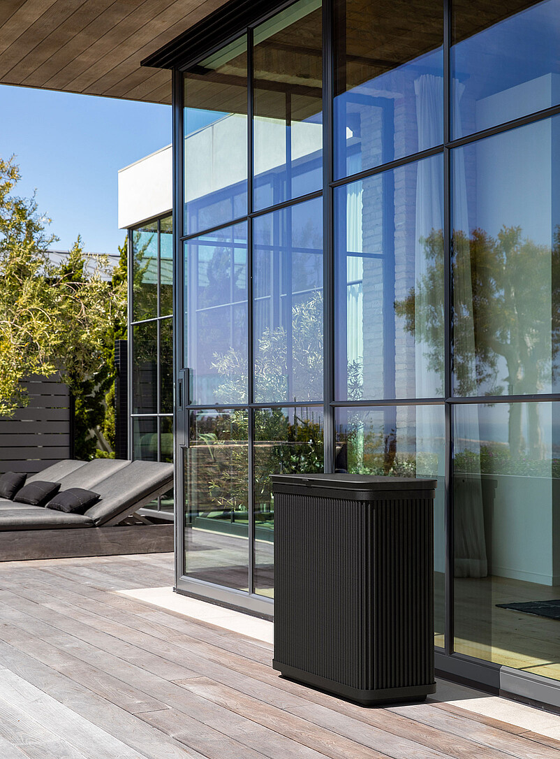 Tambour fluted outdoor trash can product image (primary)