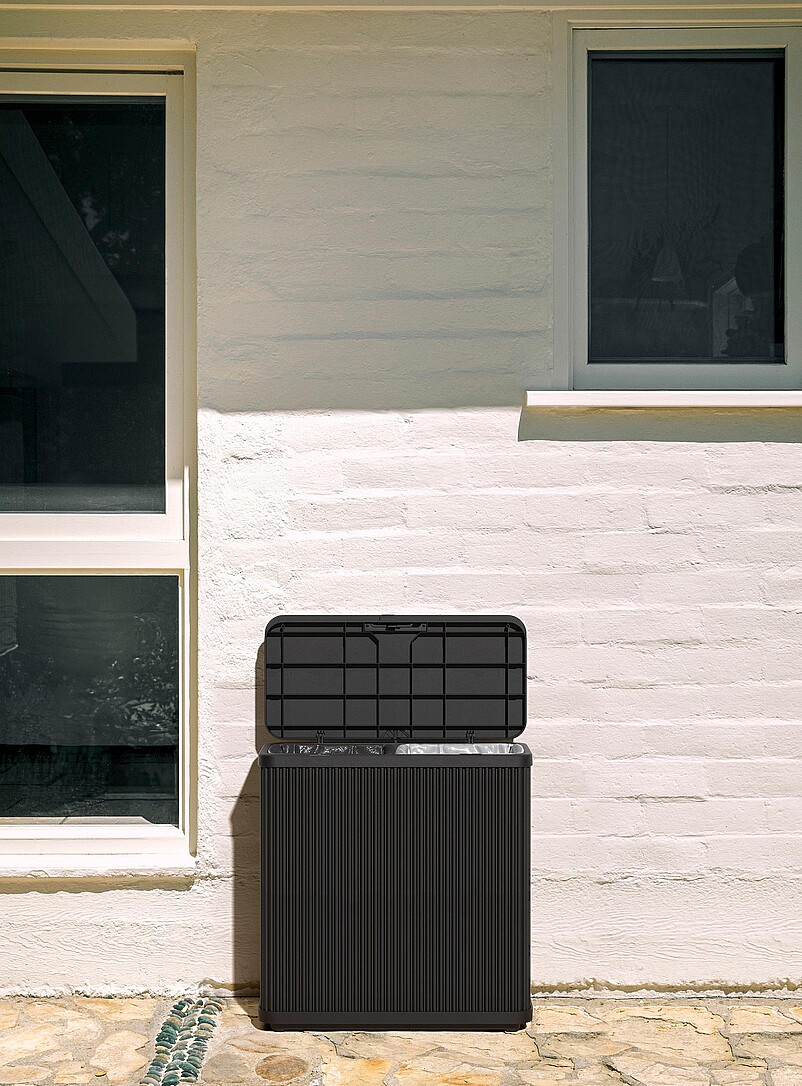 Tambour fluted outdoor trash can product image 3