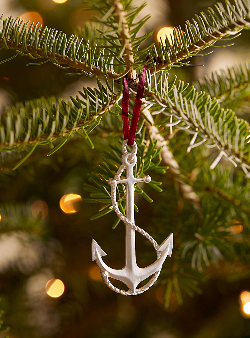 Amos Pewter Silver Boat anchor pewter ornament
