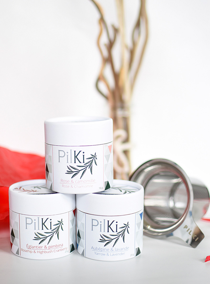PilKi: L'ensemble infusions et infuseur Origine Ensemble de 3 contenants de thé et d'un infuseur Assorti