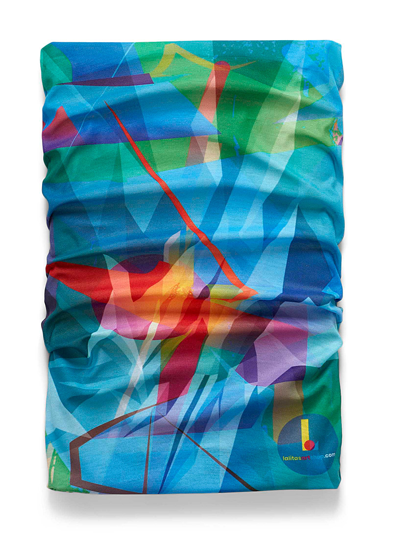LALITA'S ART SHOP Patterned Blue Triangular shape microfibre tube scarf for women