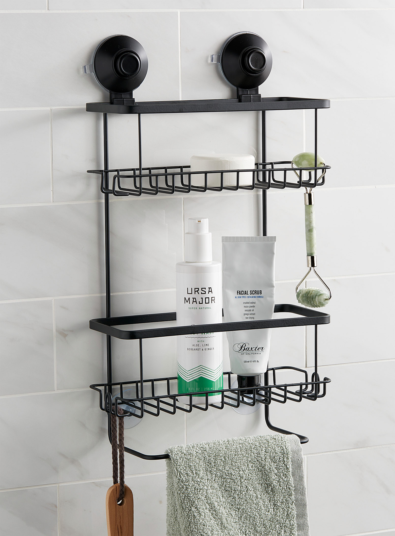 Simons Maison Suction Cup Push Button Shower Caddy In Black