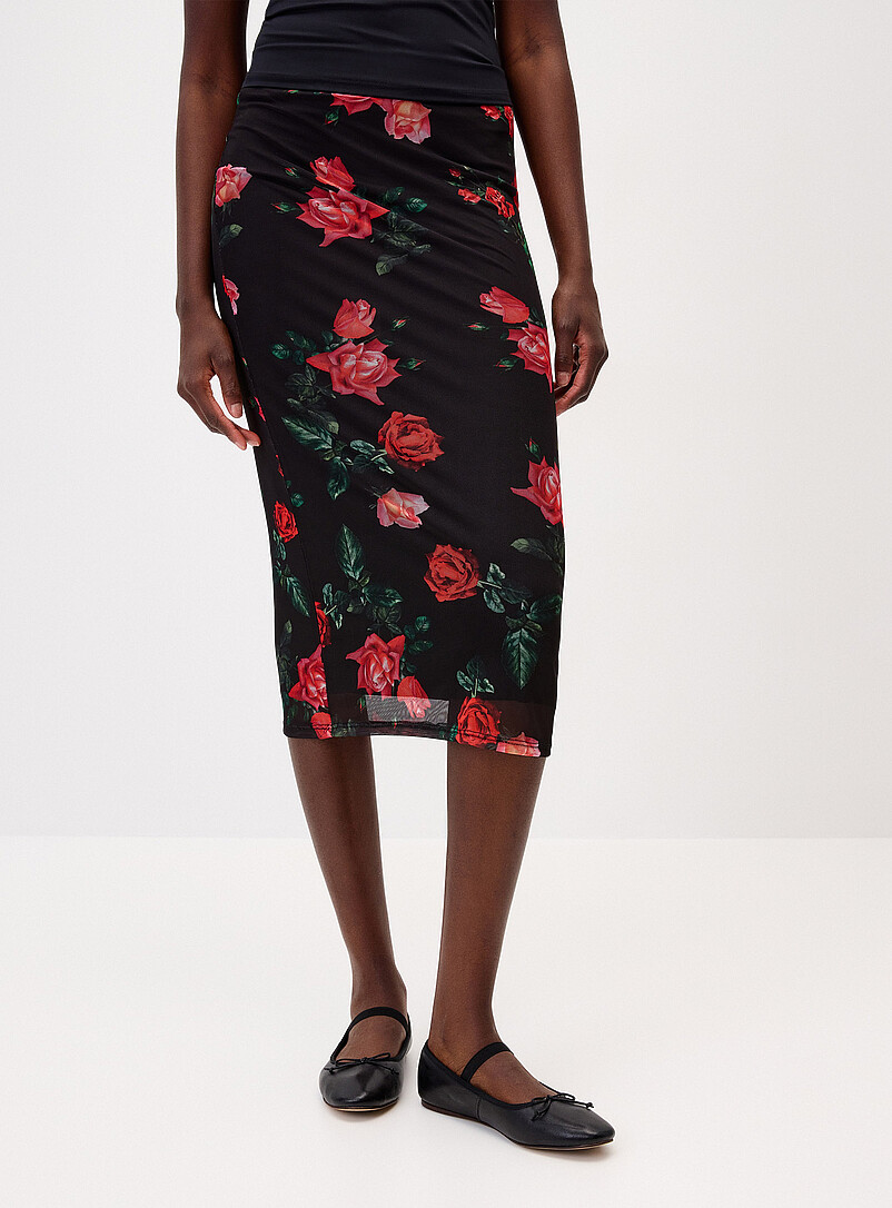 Twik Polka dots Patterned mesh midi skirt for women