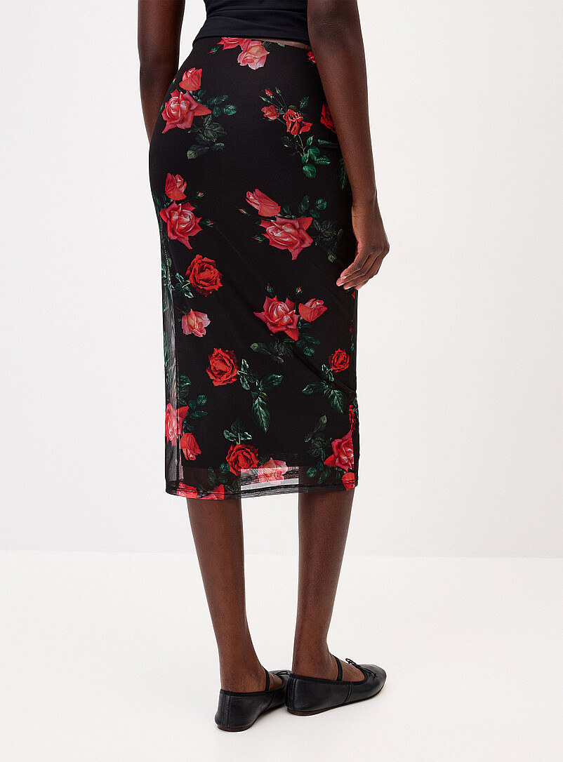 Twik Polka dots Patterned mesh midi skirt for women