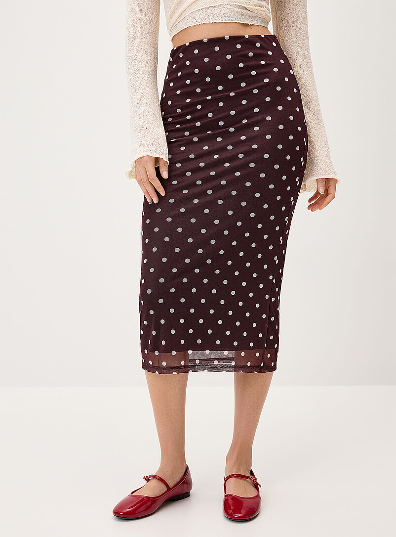 Twik Polka dots Patterned mesh midi skirt for women