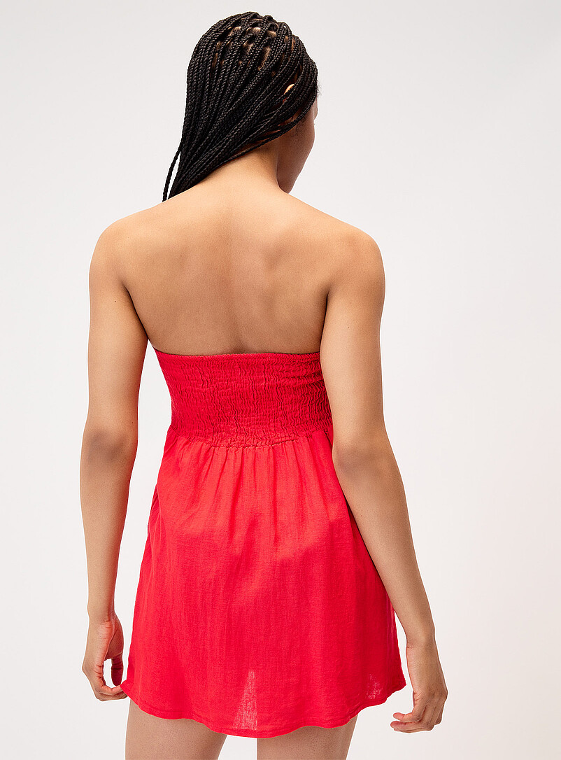 Twik: La minirobe tube lin m&eacute;lang&eacute; Rubis - Vermillon pour femme