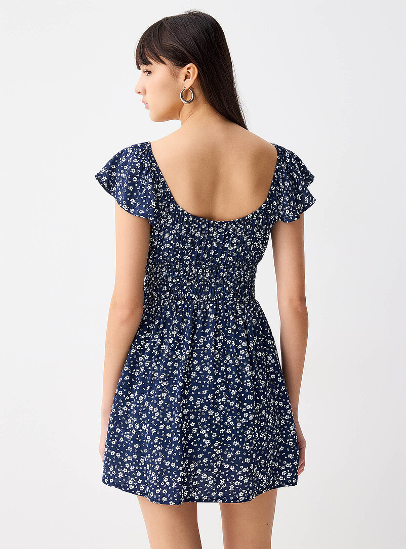 Twik: La robe courte boucles fleurie Vert &agrave; motifs pour femme