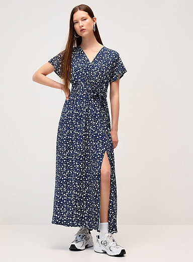 La robe maxi portefeuille imprim&eacute;e