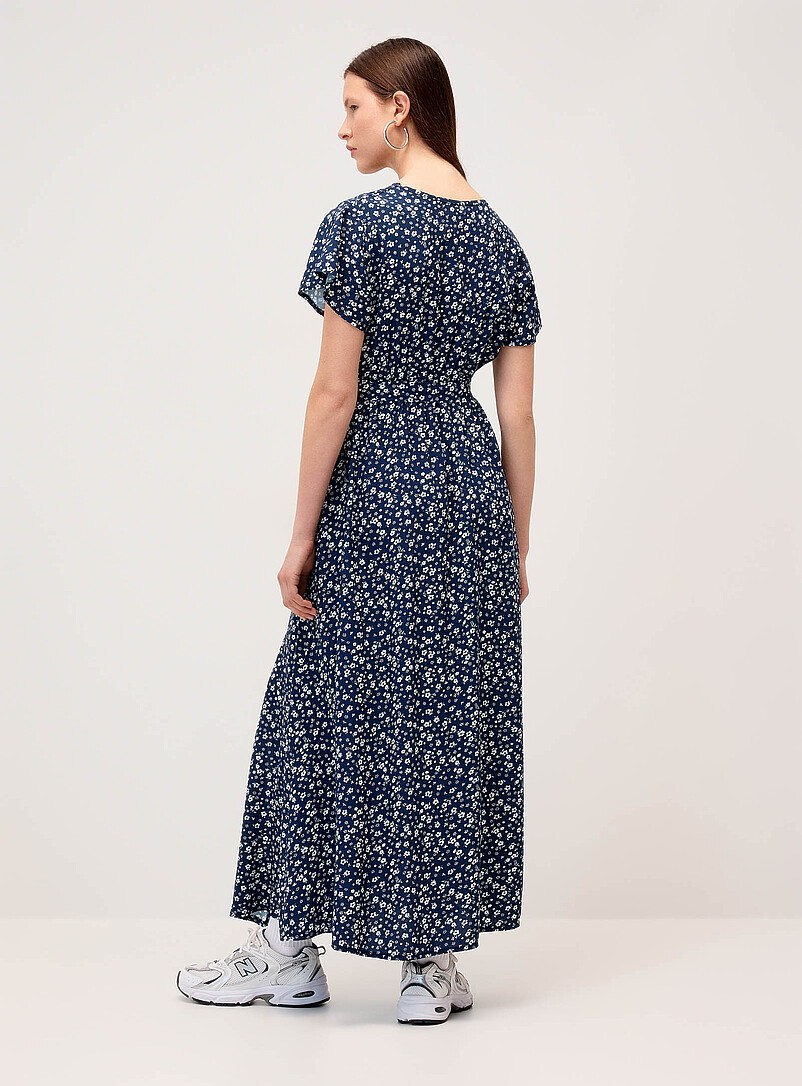 Twik Patterned blue Printed wraparound maxi dress for women