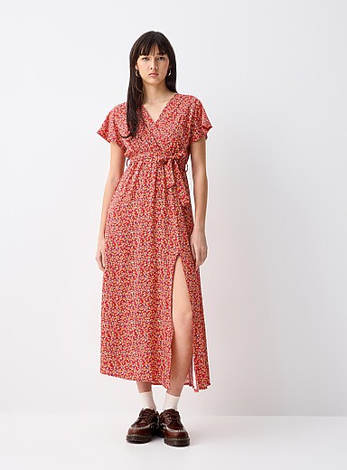 La robe maxi portefeuille imprim&eacute;e