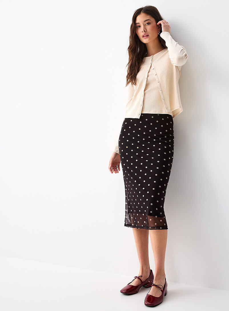 Patterned mesh midi skirt product image (primary)