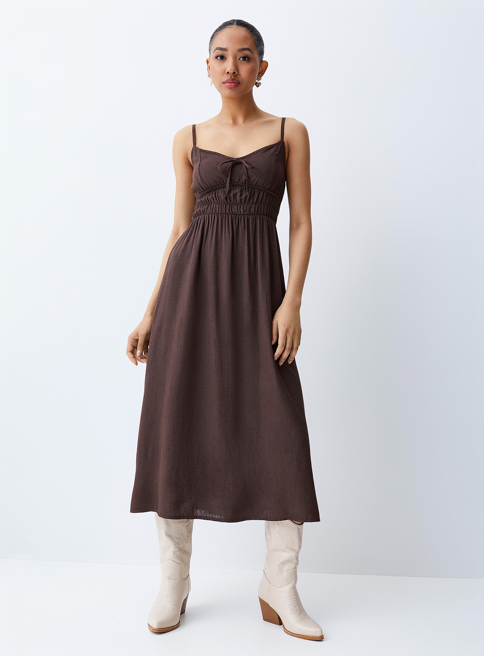 Twik Honeycomb Dress Touches Flax In Chocolate/espresso