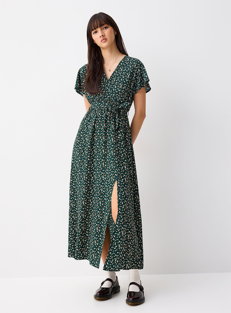 Printed Wraparound Maxi Dress