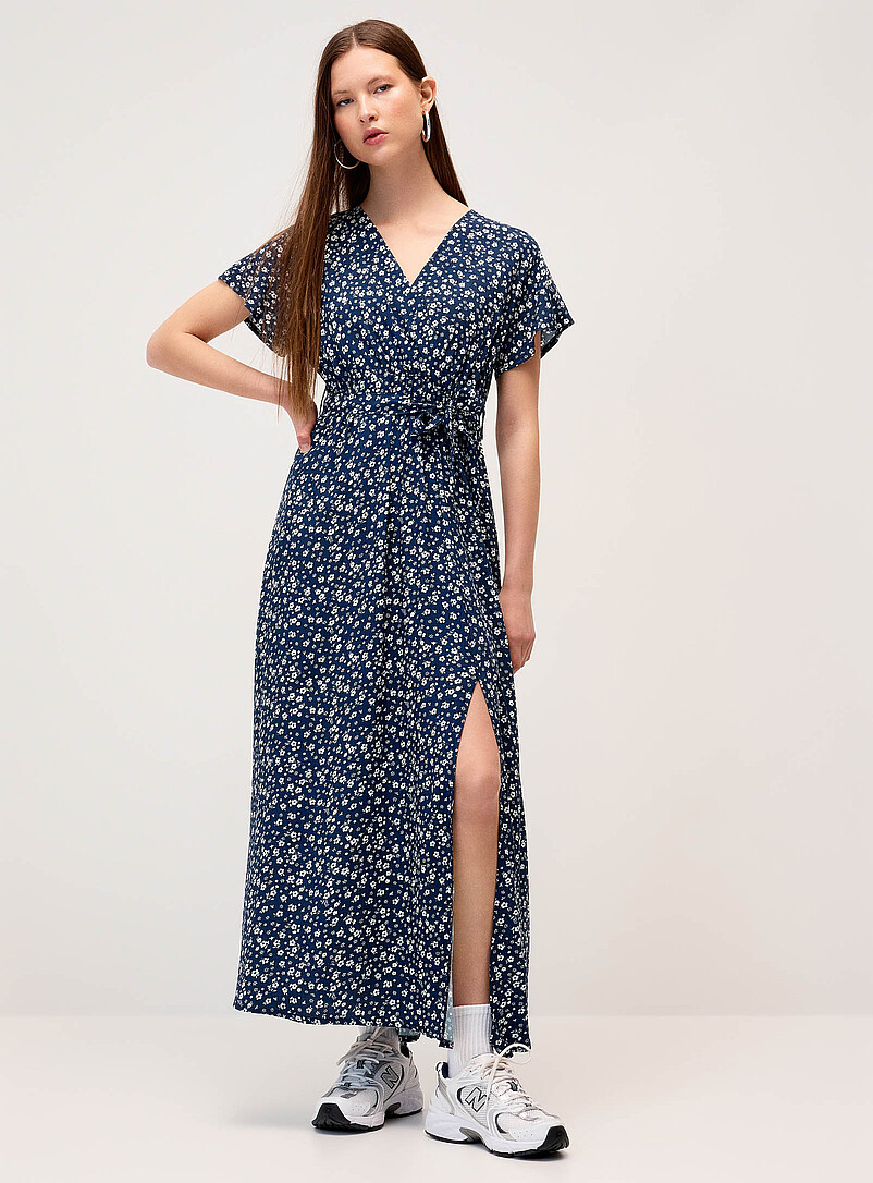 Printed Wraparound Maxi Dress