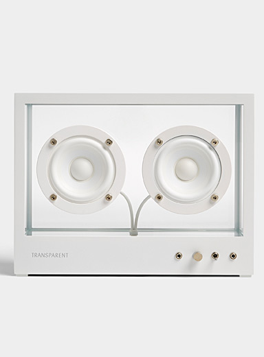 Le petit haut-parleur transparent blanc