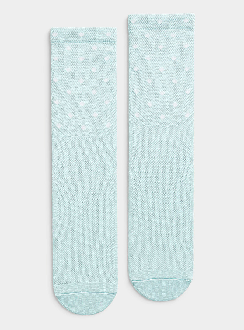 Peppermint Teal Polka dot breathable knit sock for women