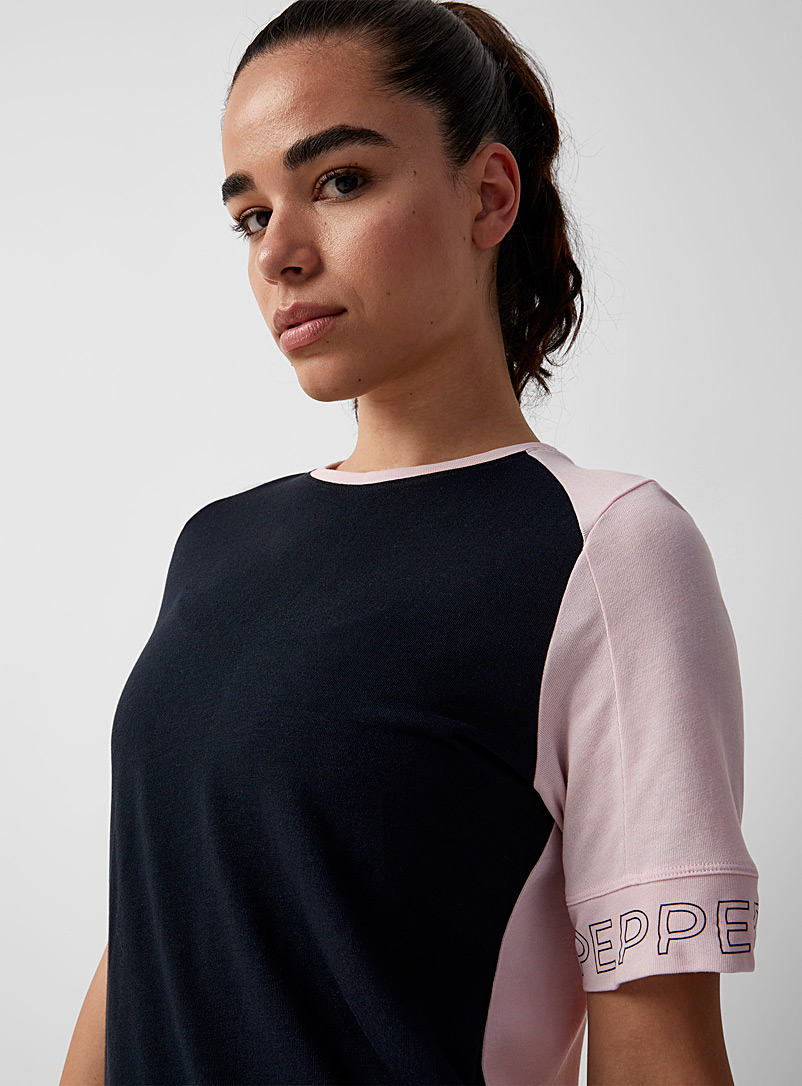 Peppermint Pink Peak two-tone jersey knit T-shirt for women