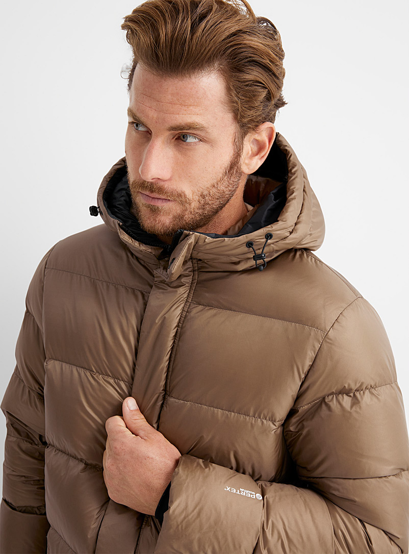 Le 31 Black Long Pertex® recycled nylon puffer jacket for men