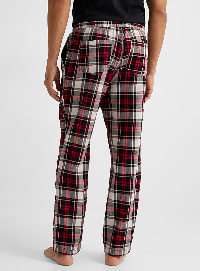 Le 31: Le pantalon pyjama flanelle motif linéaire Rouge à motifs pour homme