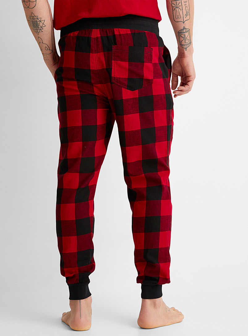 Le 31 Patterned Red Flannel lounge joggers for men