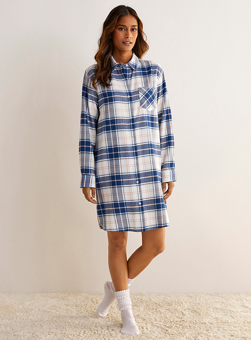 Miiyu Patterned Blue Winter pattern nightshirt for women