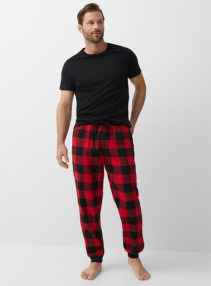 Le 31 Red Organic cotton flannel lounge jogger for men