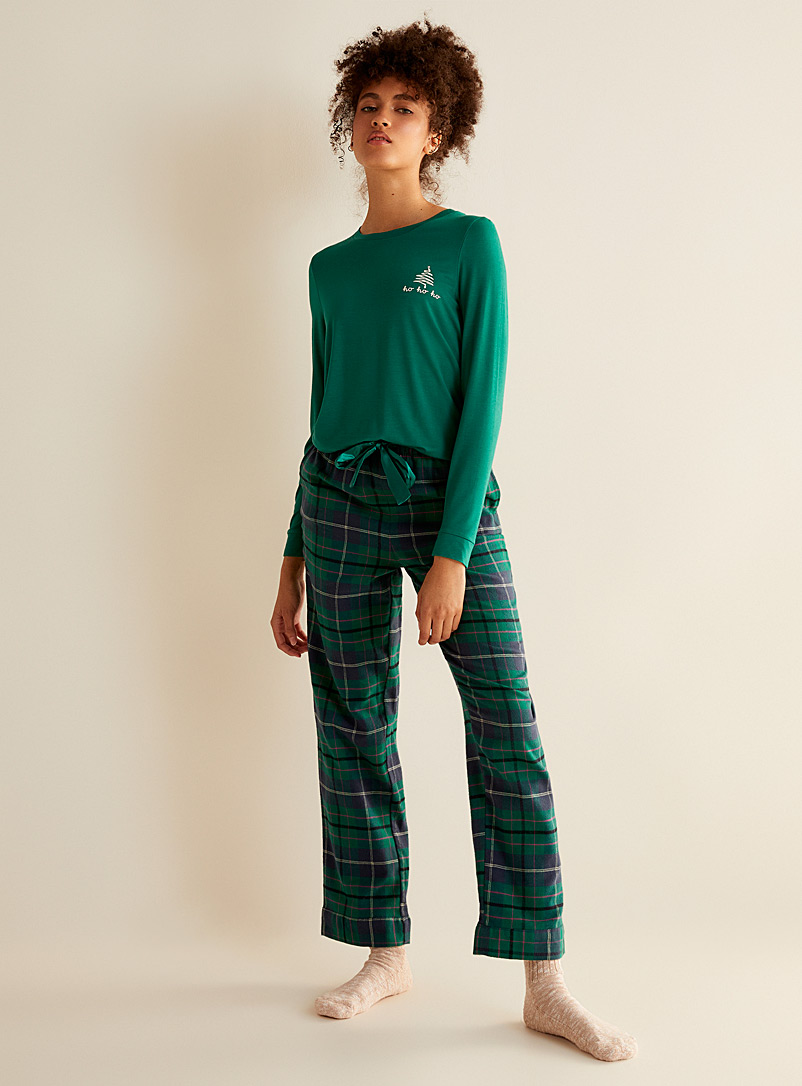 Miiyu x Twik: Le pantalon détente motif hivernal Vert pour femme
