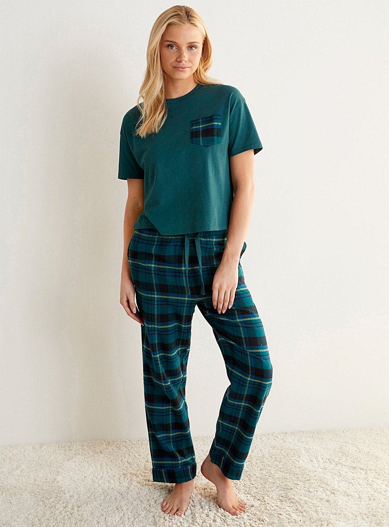 Miiyu x Twik: Le pantalon de pyjama motif hivernal Vert à motifs pour femme
