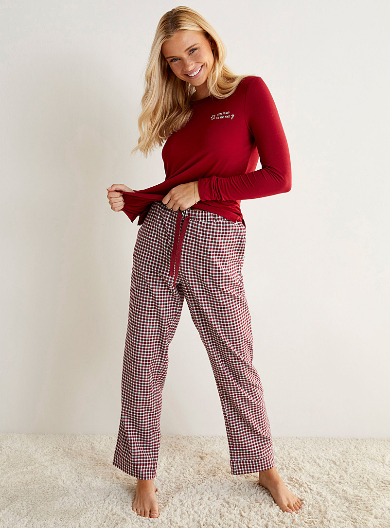 Miiyu x Twik Patterned Red Winter pattern pyjama pant for women