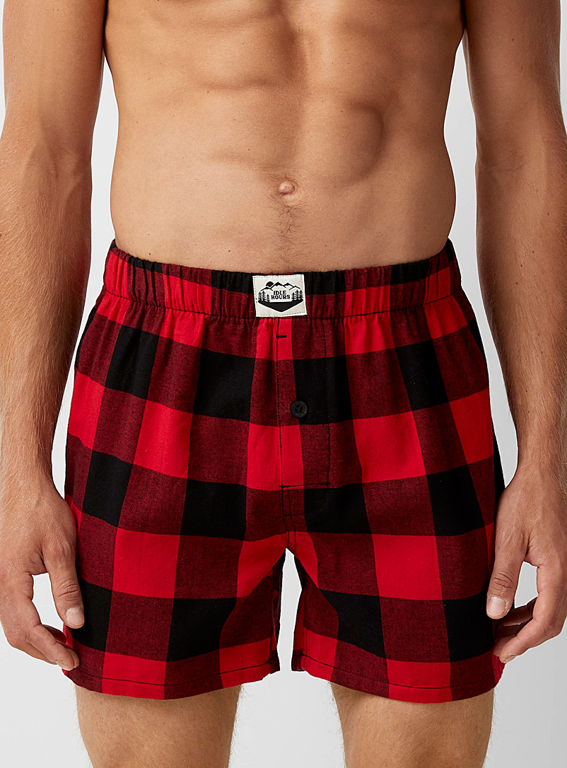 Le 31 Red Organic cotton flannel loose trunk for men