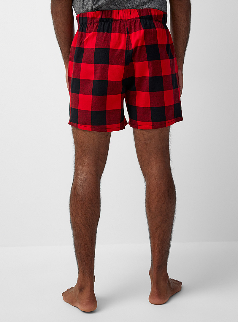 Le 31 Patterned Red Loose eco-friendly flannel boxer for men