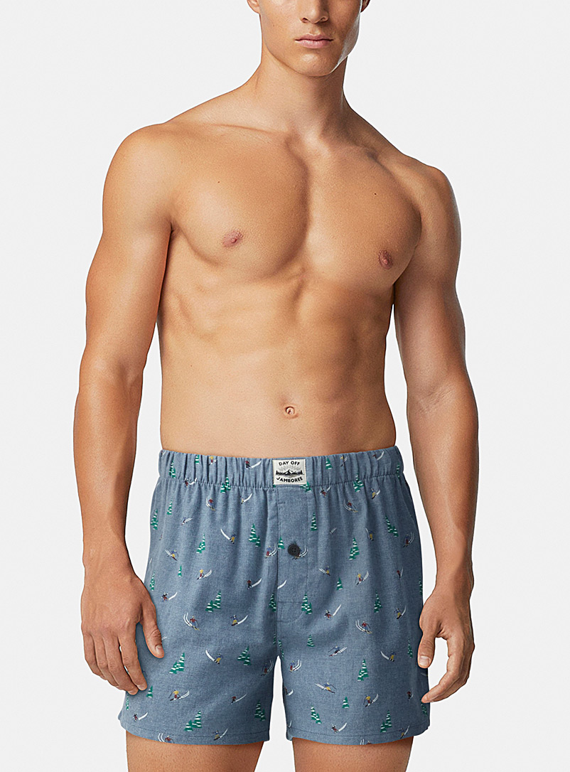 Le 31 Assorted blue Loose eco-friendly flannel boxer for men