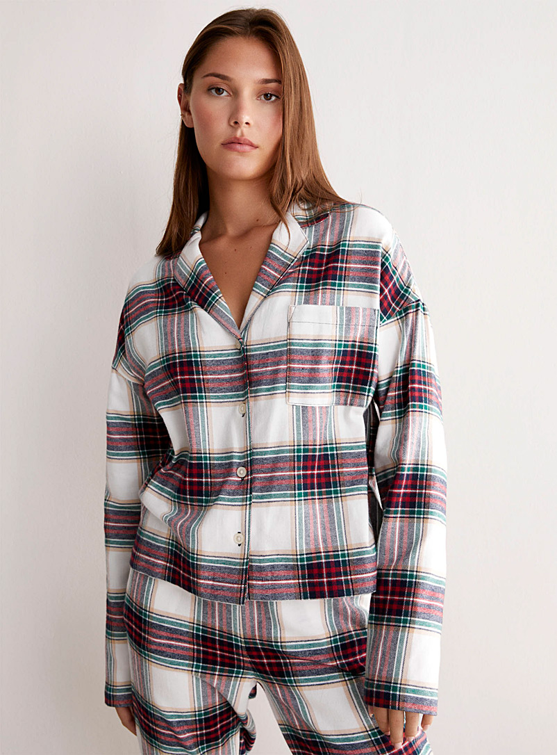Winter pattern flannel lounge shirt