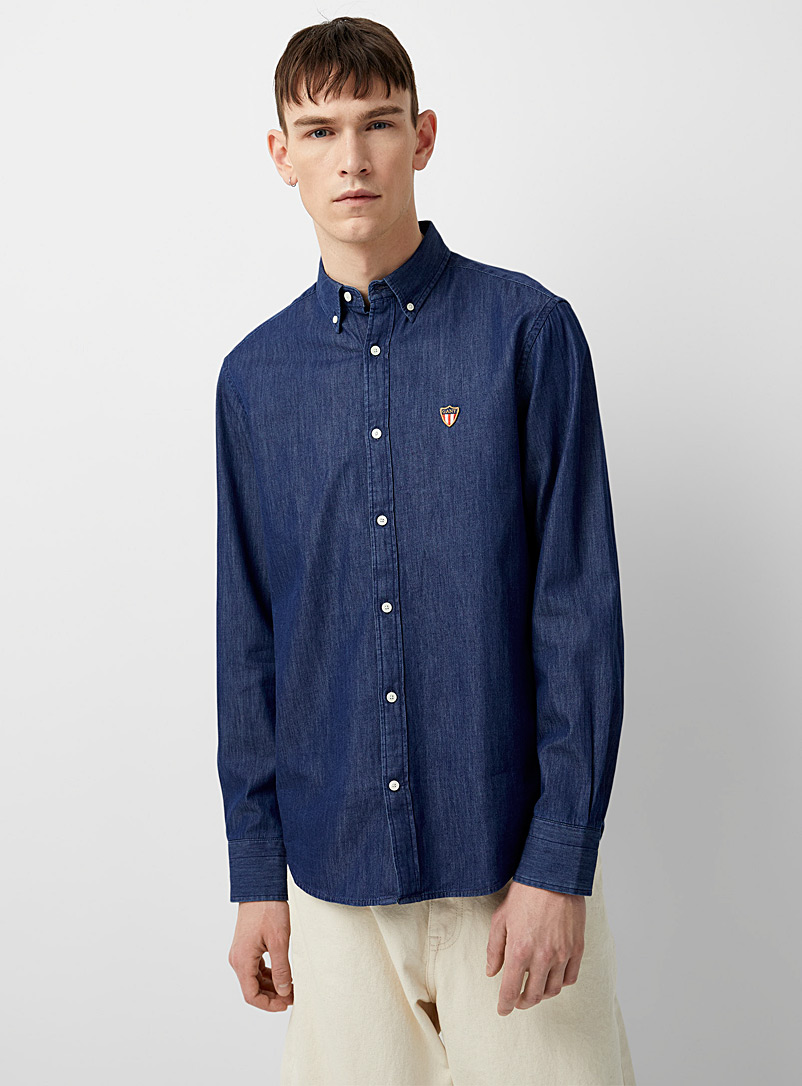 GANT Dark Blue Coat-of-arms denim shirt Comfort fit for men
