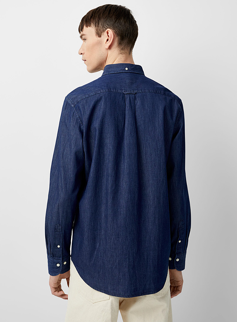 GANT Dark Blue Coat-of-arms denim shirt Comfort fit for men