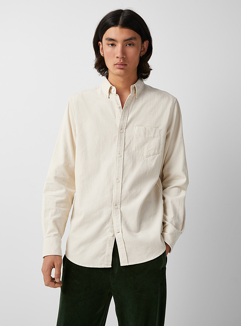 GANT Ivory White Cream corduroy shirt Comfort fit for men