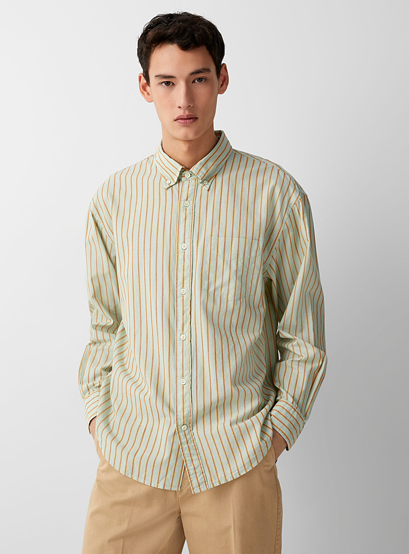 GANT Lime Green Retro stripe shirt Comfort fit for men