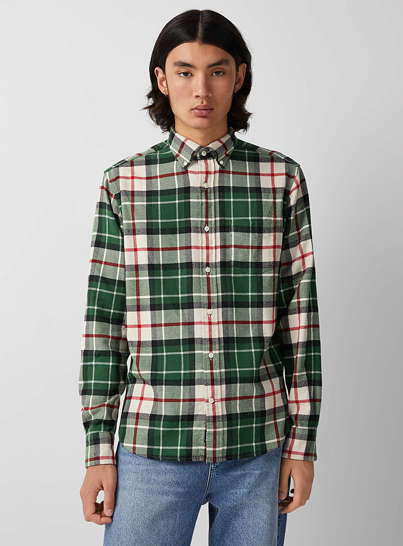 GANT Green Pigmented green check flannel shirt Comfort fit for men
