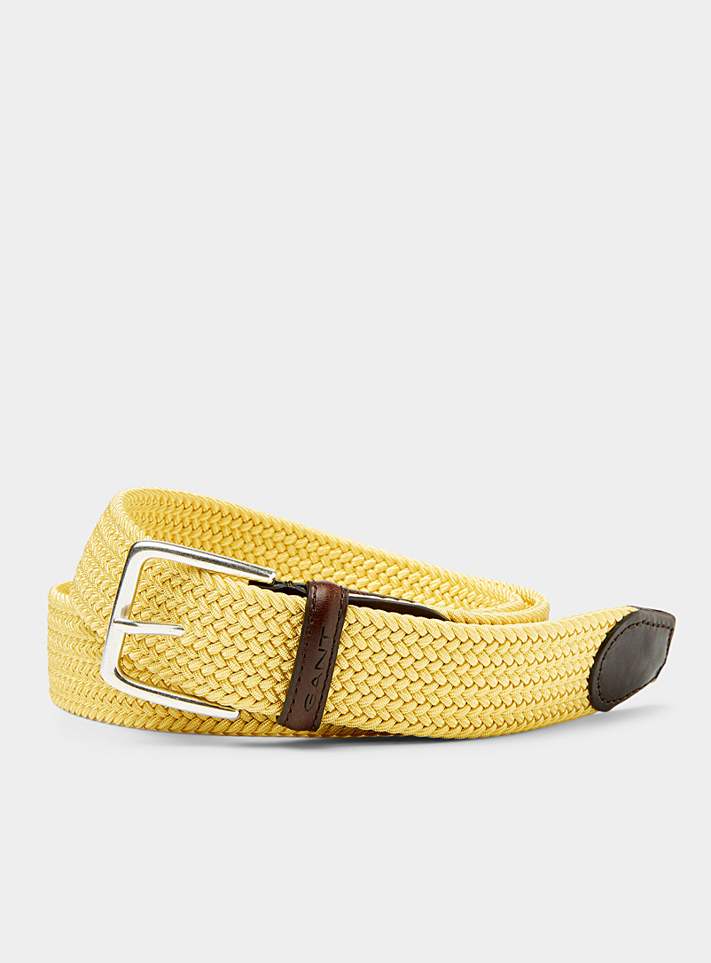 Gant Golden Yellow Bright yellow braided belt for men