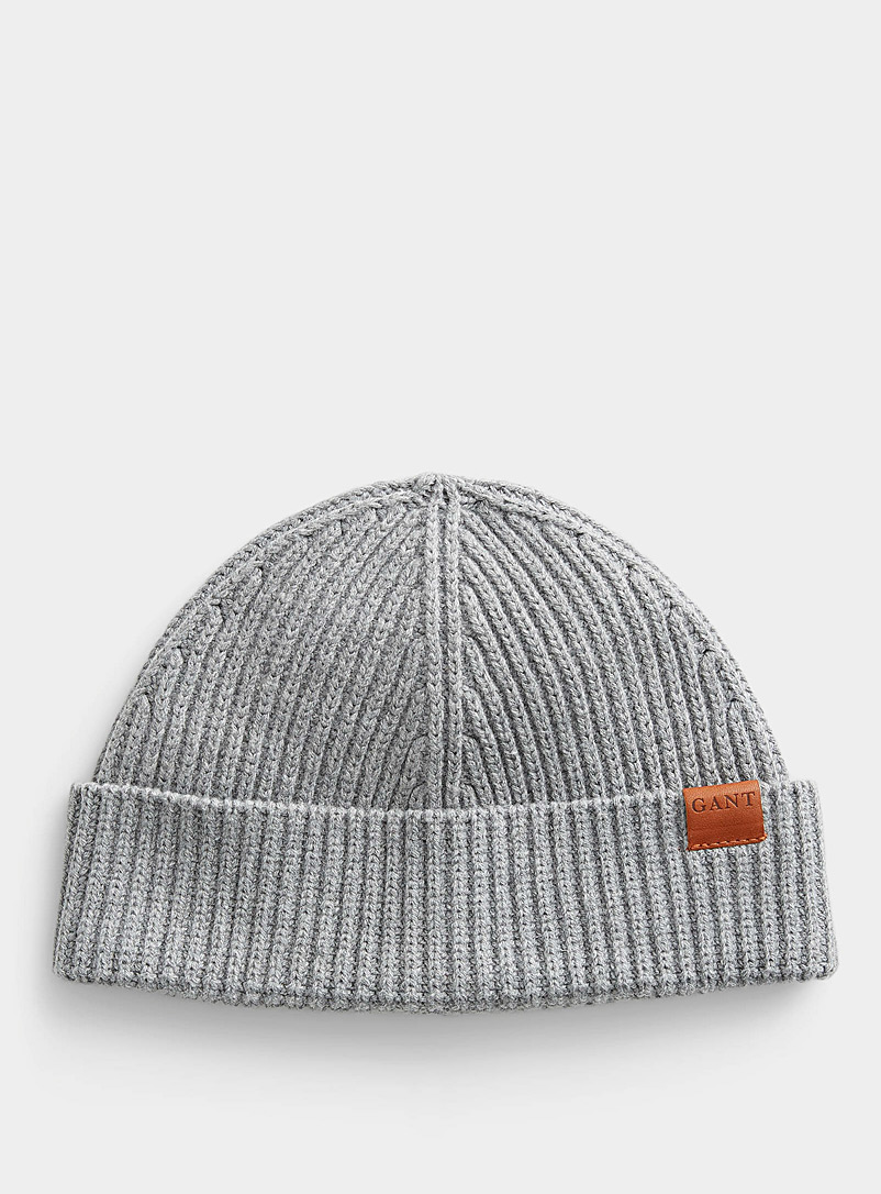 GANT Grey Ribbed cropped tuque for men