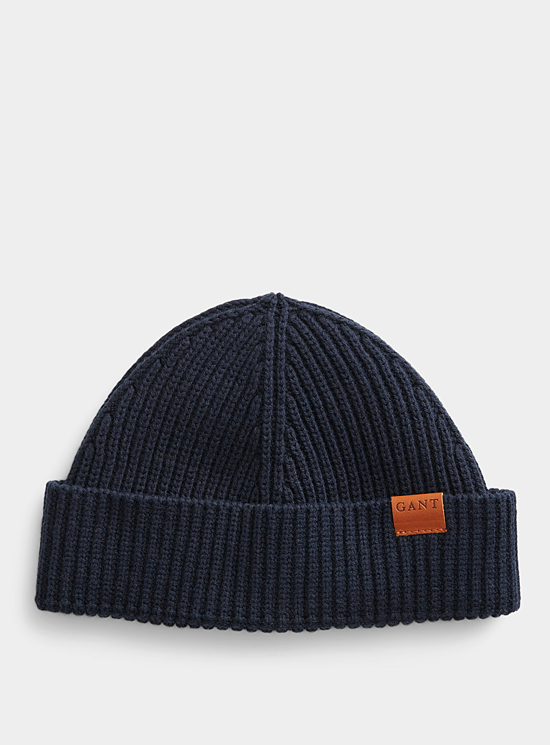 GANT Marine Blue Ribbed cropped tuque for men