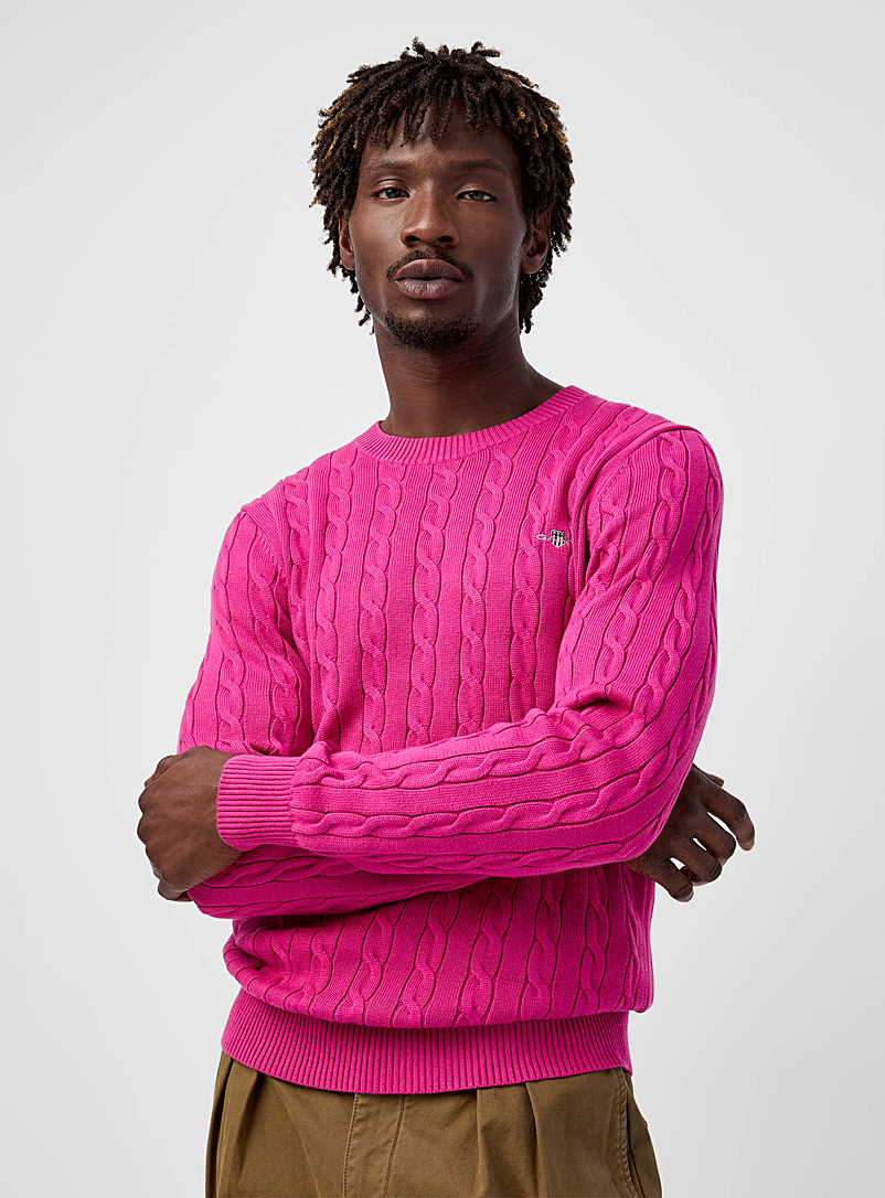 GANT Pink Twisted-cable sweater for men